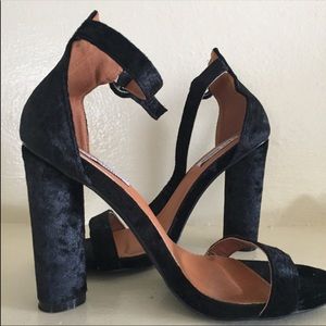 Black suede strap shoes